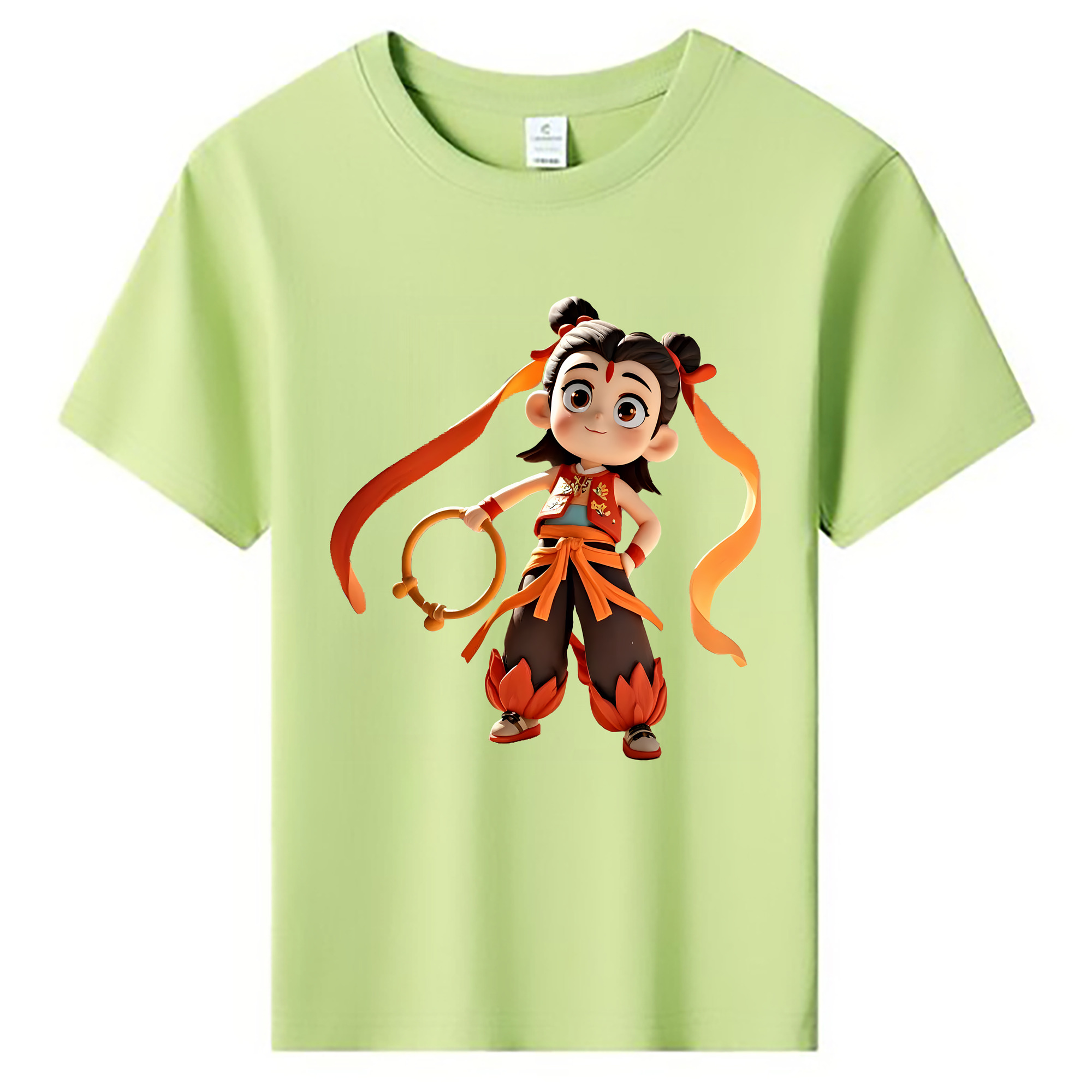 （画像用） Ne Zha 2 ナタ 魔童の大暴れ 綿100％キッズTシャツ（フロントプリント）